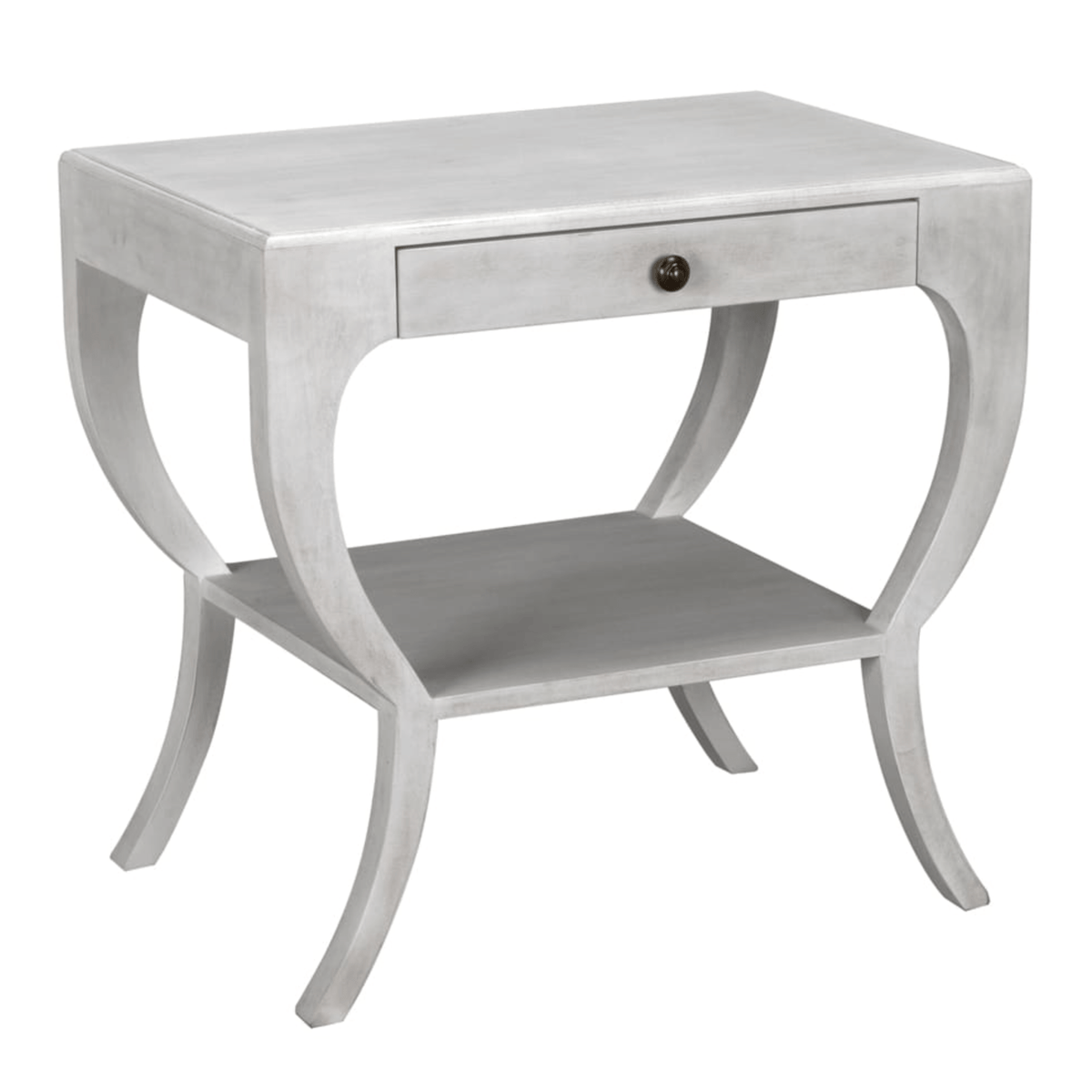 Maude 2-Tier Side Table, Saddle Brown, White Washed & Black