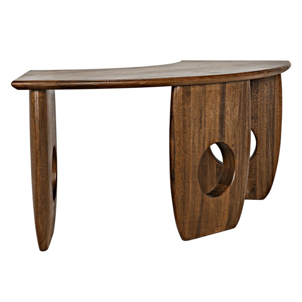 Dark Walnut Curved Office Desk - Desk Leg Detail | Bone & Brass