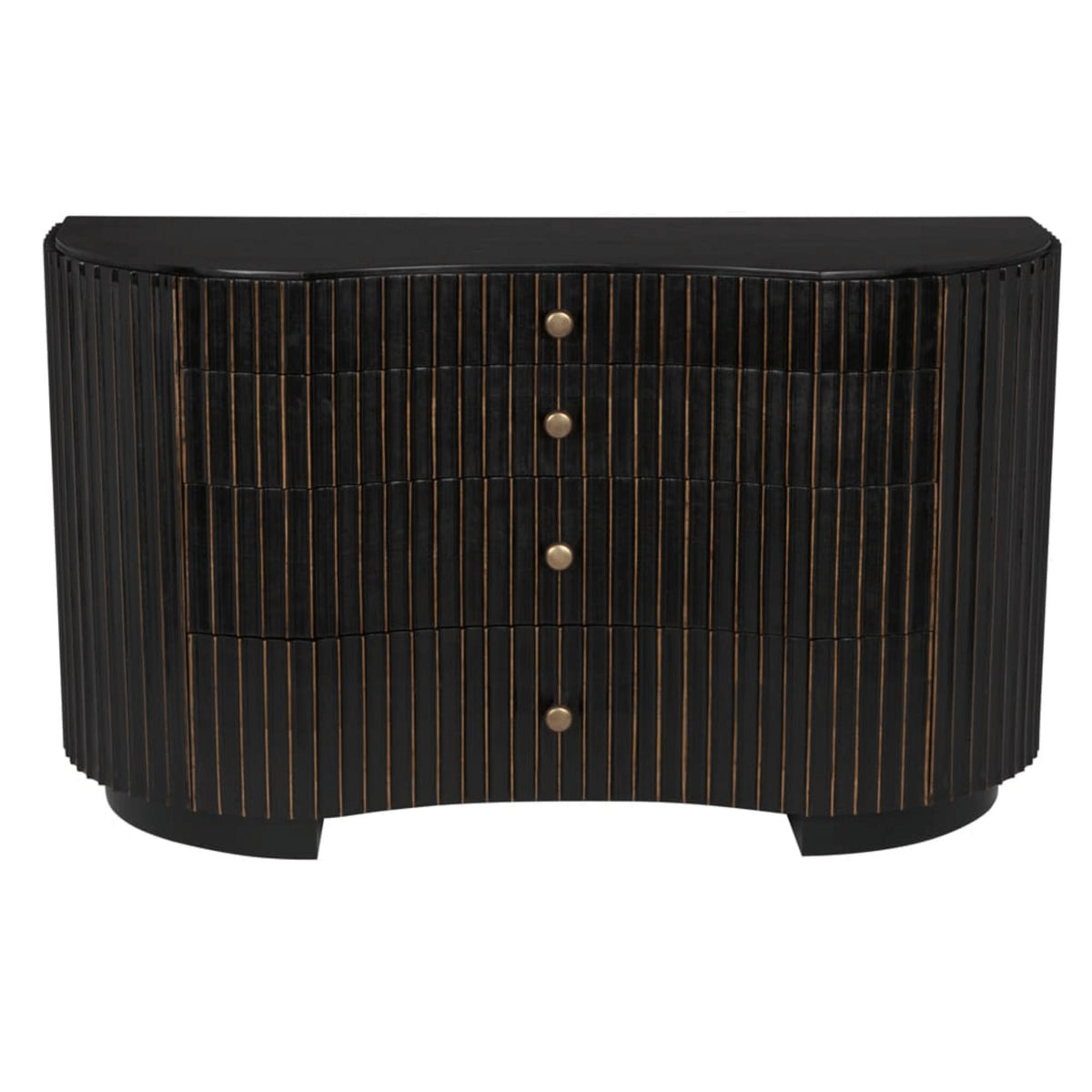Irene Curved Fluted Hand Rubbed Black Dresser | Bone & Brass