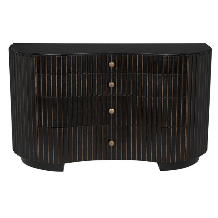 Irene Curved Fluted Hand Rubbed Black Dresser | Bone & Brass