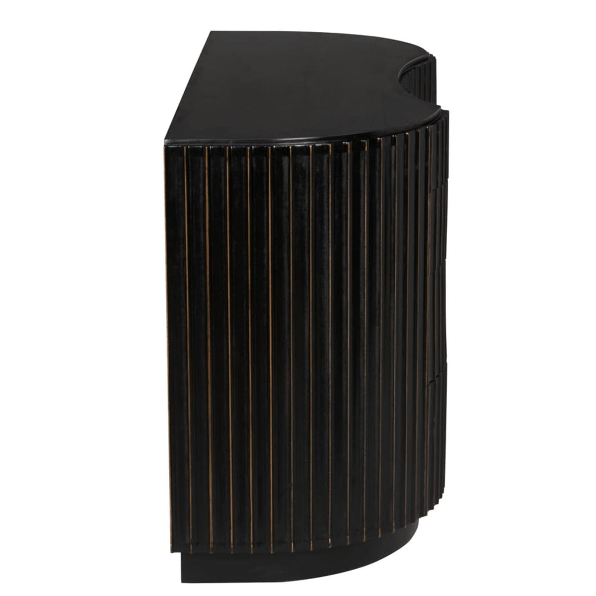 Irene Curved Fluted Hand Rubbed Black Dresser - Dresser Drawer Detail | Bone & Brass