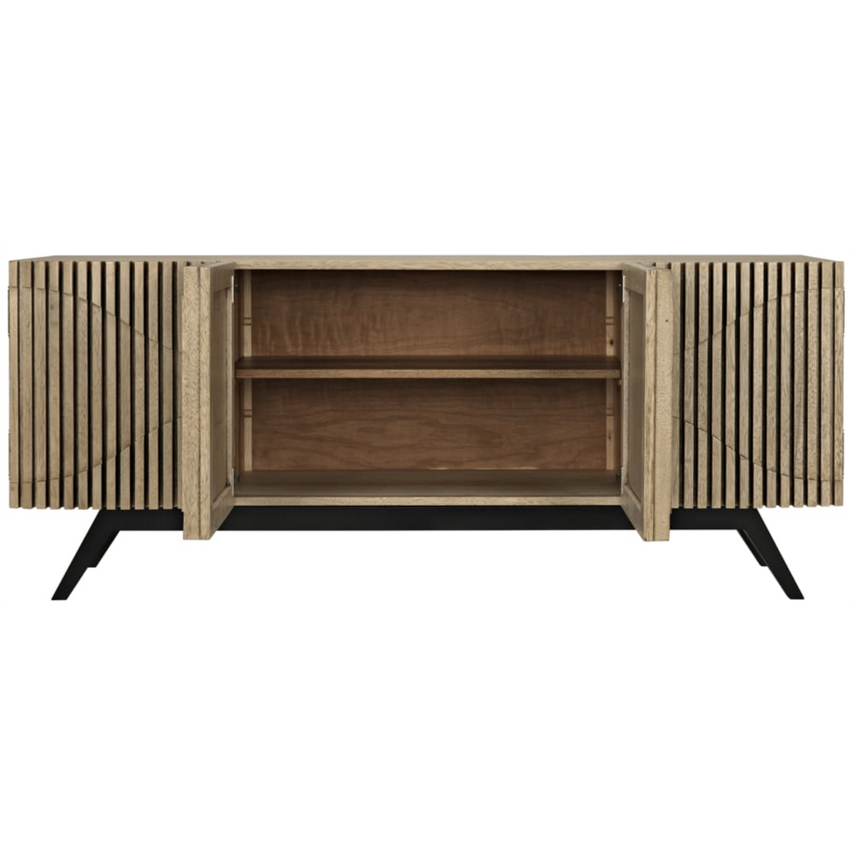 Illusion Etched Groove Sideboard in Dark and Bleached Walnut