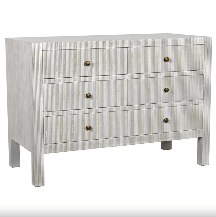 Conrad 6-Drawer Dresser, White Wash or Pale Black