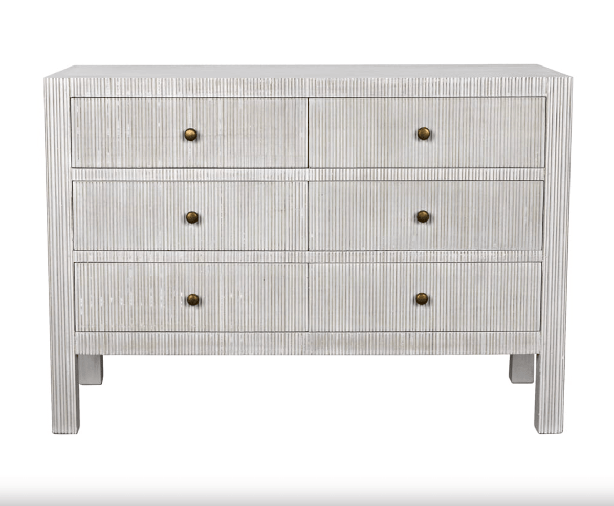 Conrad 6-Drawer Dresser, White Wash or Pale Black