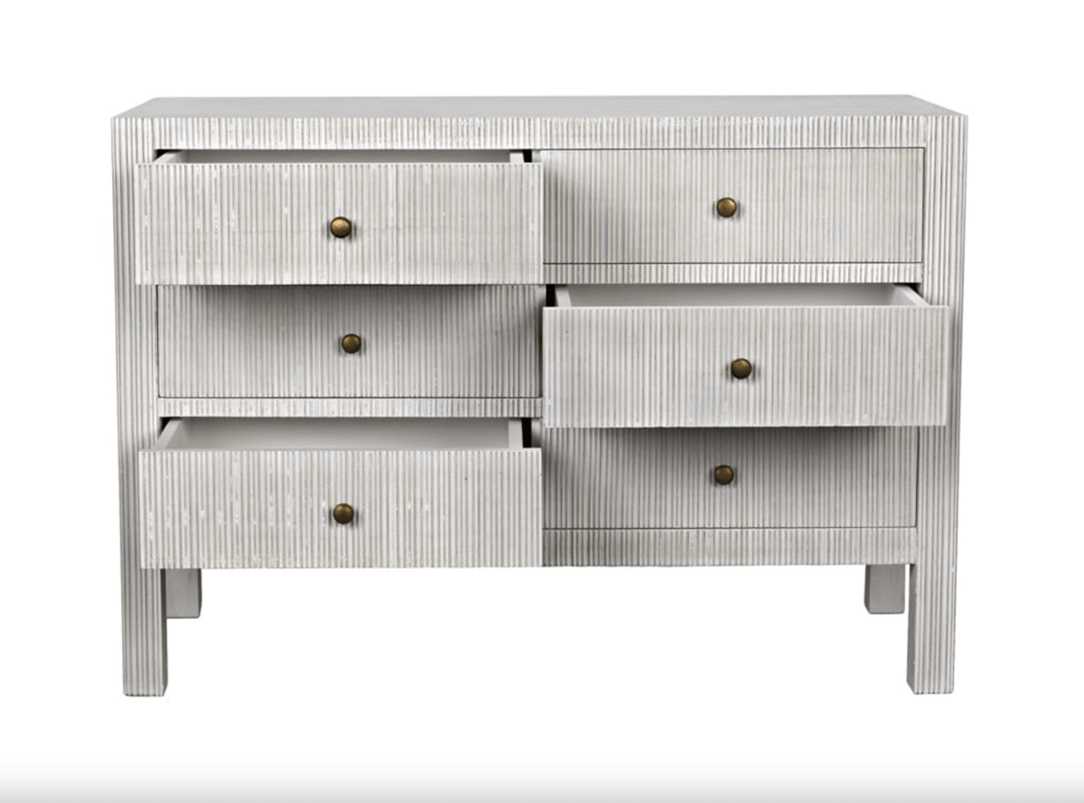 Conrad 6-Drawer Dresser, White Wash or Pale Black