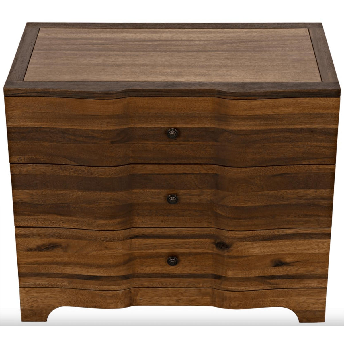 Claud Waved Chest, Ebony or Dark Walnut - Dresser Side View | Bone & Brass