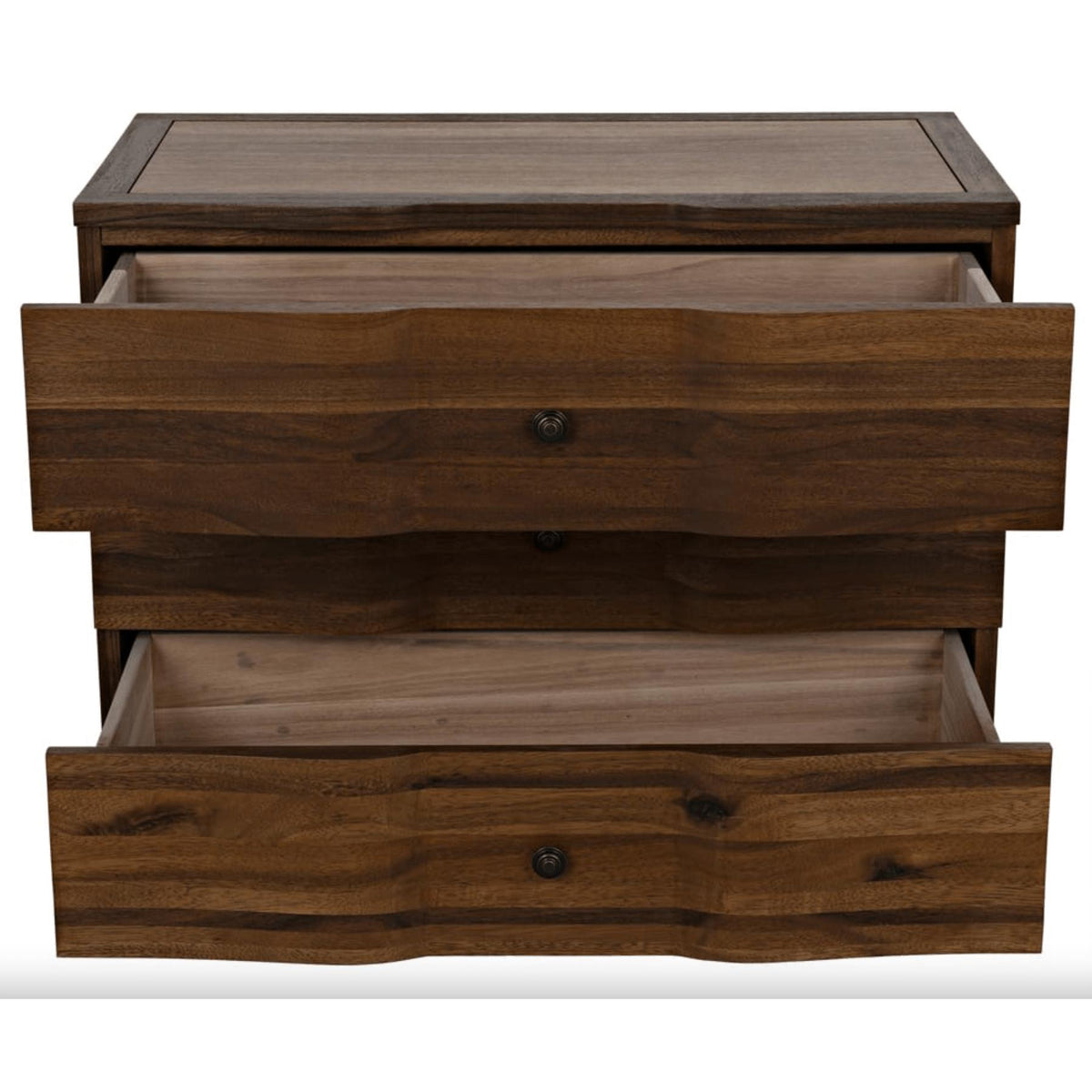Claud Waved Chest, Ebony or Dark Walnut - Dresser Drawer Detail | Bone & Brass