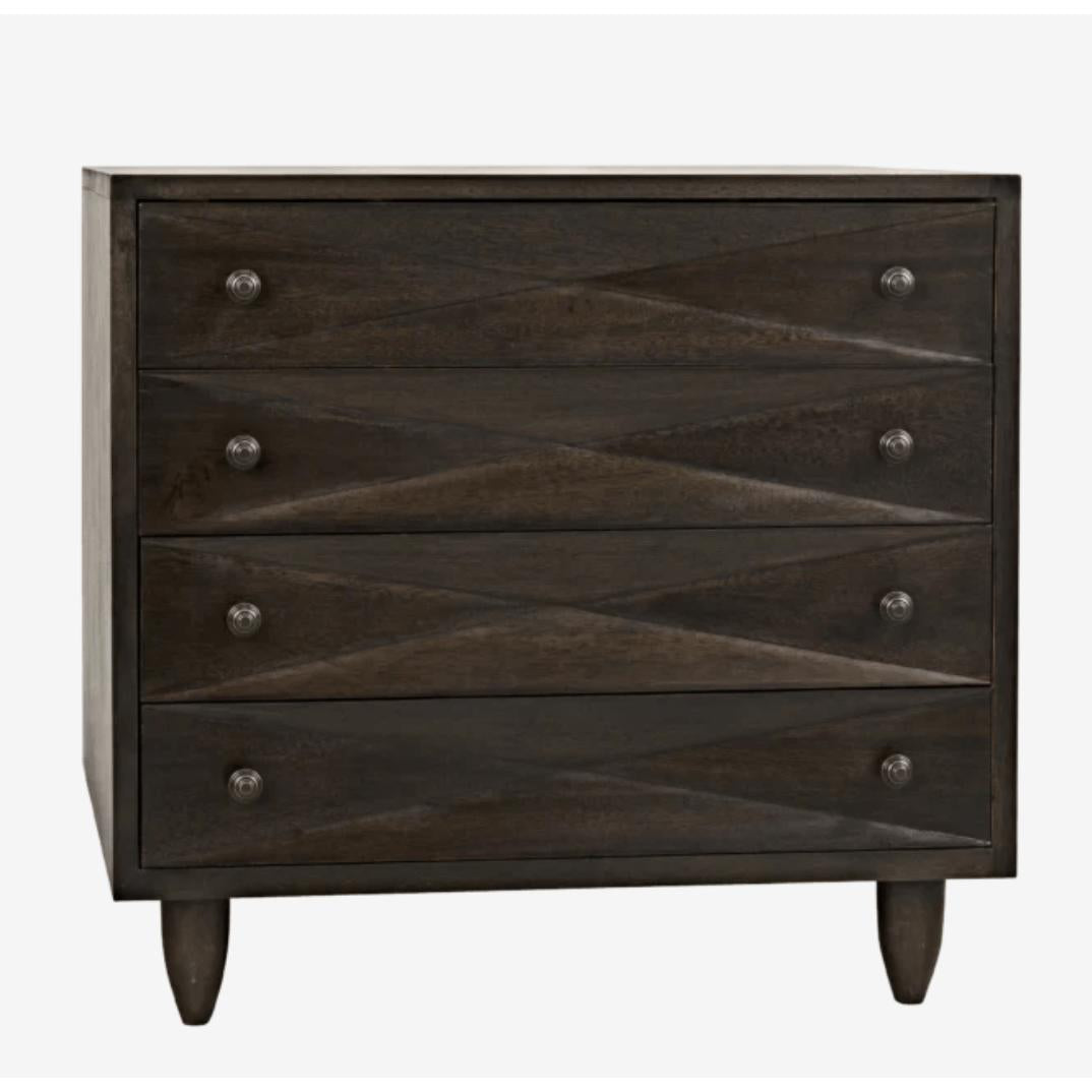 Diamond Chest Dark or Ebony Walnut Finishes - Dresser Drawer Detail | Bone & Brass