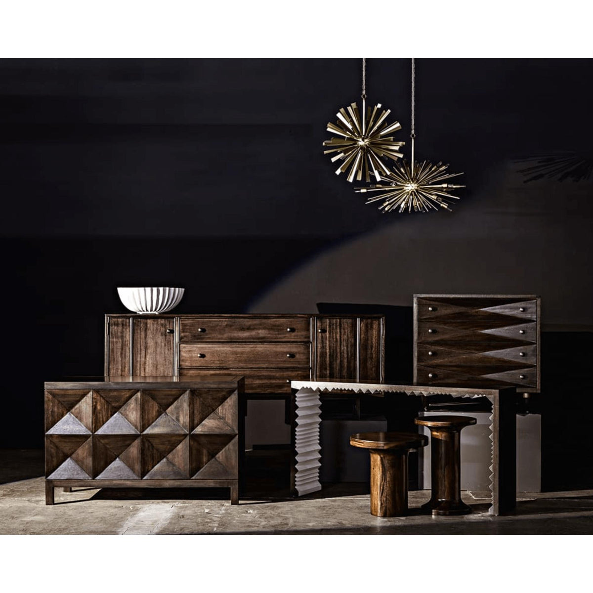 Diamond Chest Dark or Ebony Walnut Finishes - Dresser Side View | Bone & Brass