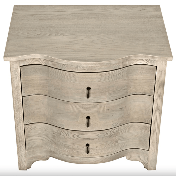 Curved Front Grey Elm Side Table