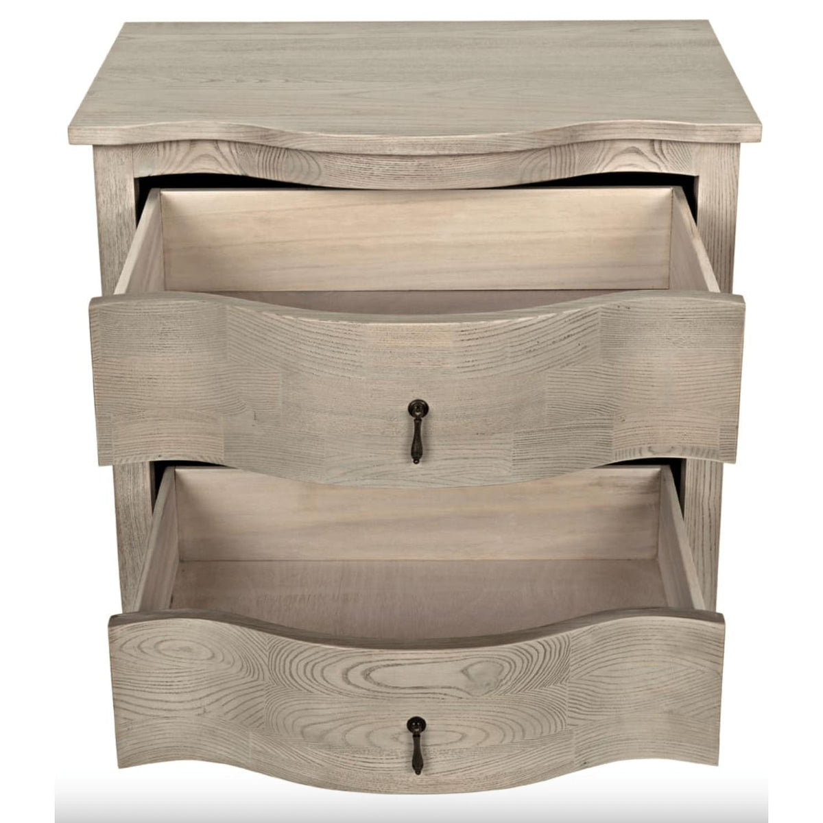 Curved Front Grey Elm Side Table