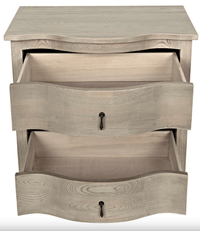 Curved Front Grey Elm Side Table