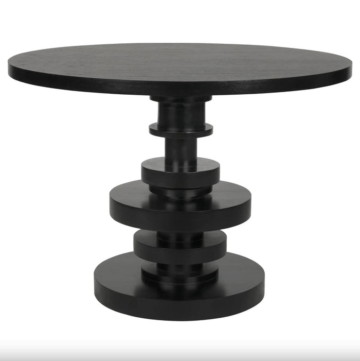 Corum Round Dining Table, Hand Rubbed Black