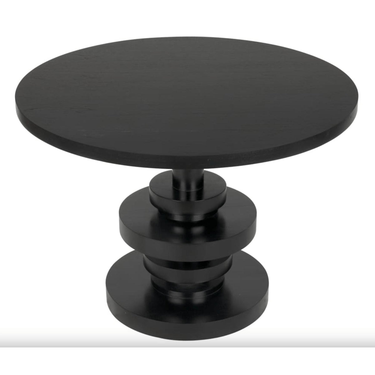Corum Round Dining Table, Hand Rubbed Black - Table Top View | Bone & Brass