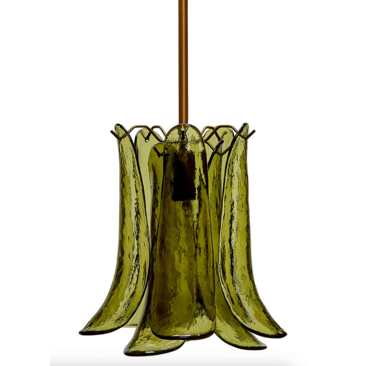 Calla Peridot Green Glass Pendant - Pendant Close Up | Bone & Brass