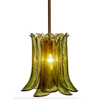 Calla Peridot Green Glass Pendant | Bone & Brass