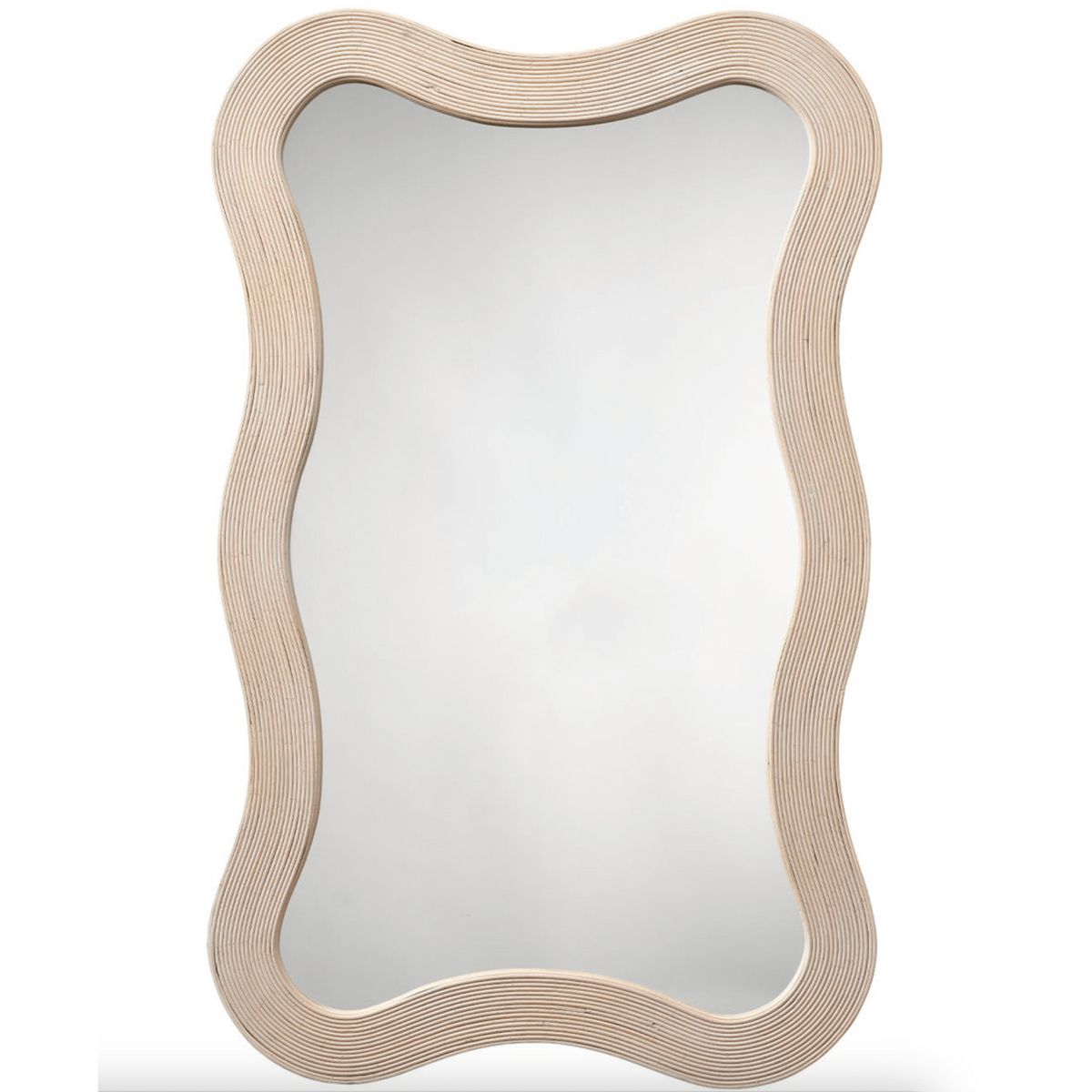 Dali Wavy Bamboo Wall Mirror, Black and Natural