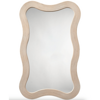 Dali Wavy Bamboo Wall Mirror, Black and Natural
