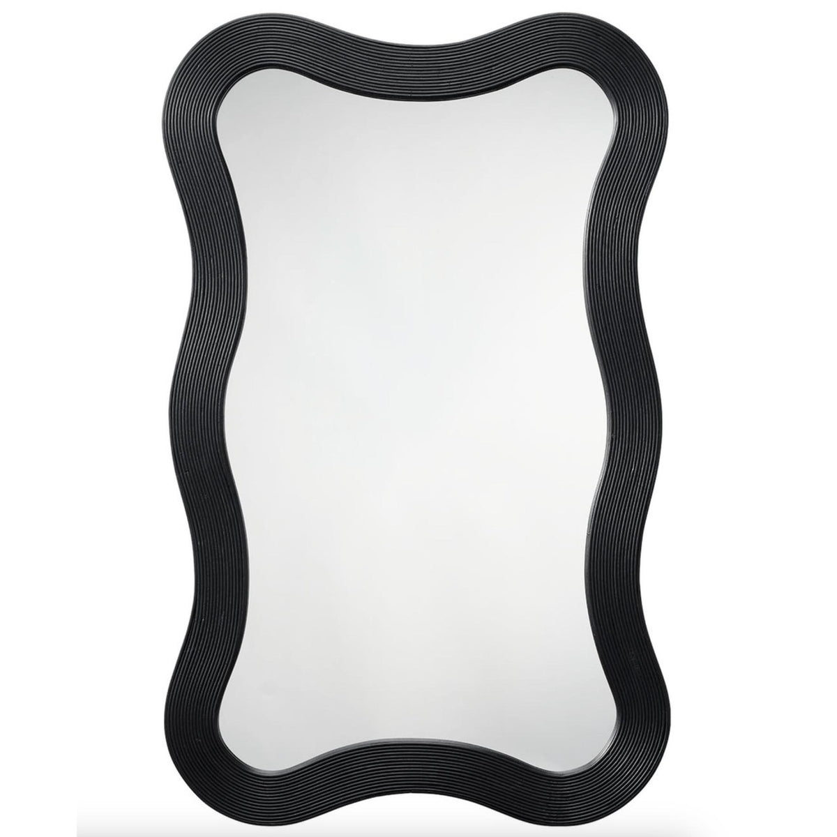 Dali Wavy Bamboo Wall Mirror, Black Natural | Bone & Brass