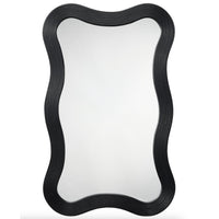 Dali Wavy Bamboo Wall Mirror, Black Natural | Bone & Brass