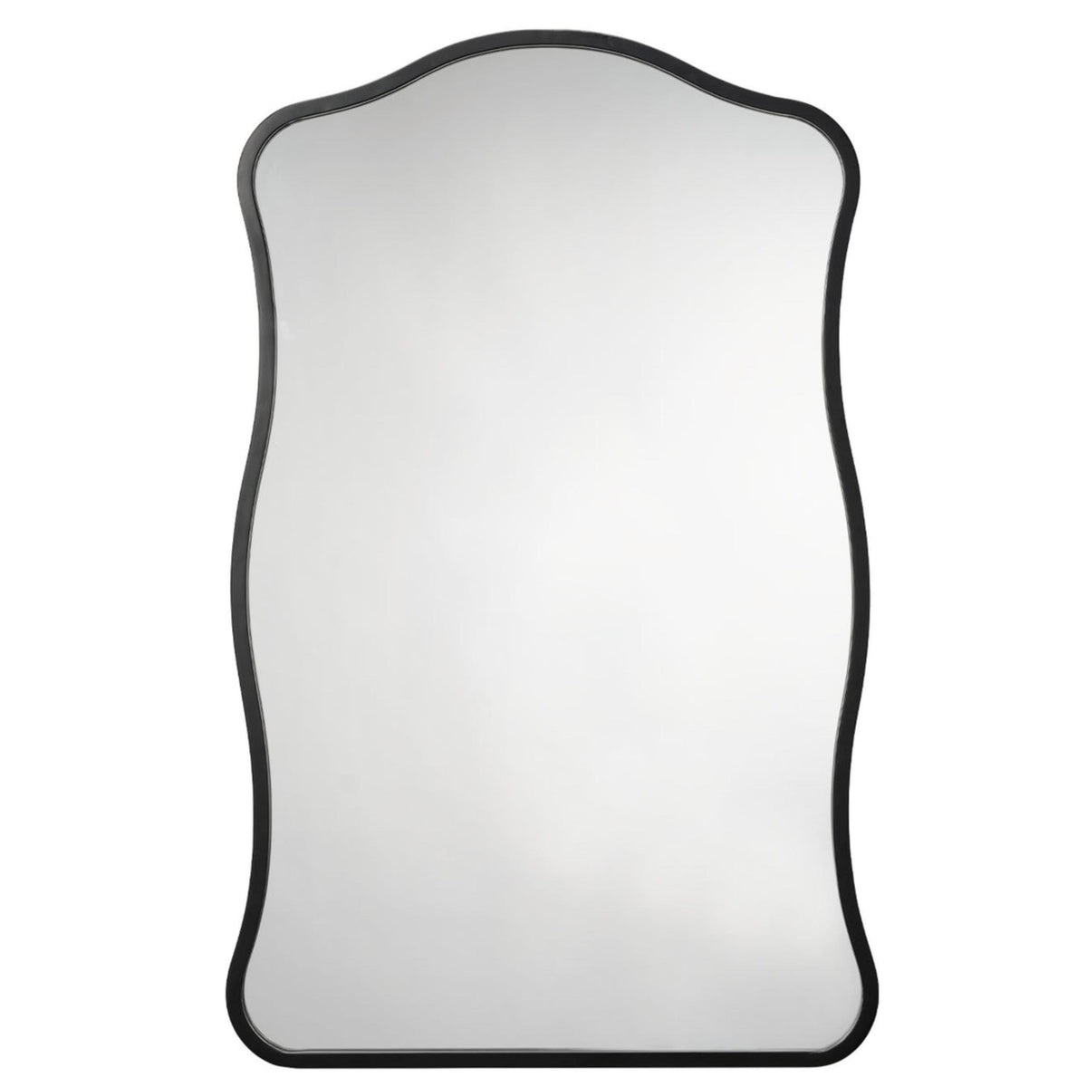 Aurora Wavy Wall Mirror, Black or Brass - Mirror Side View | Bone & Brass