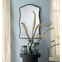 Aurora Wavy Wall Mirror, Black or Brass - Mirror Detail | Bone & Brass