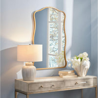Aurora Wavy Wall Mirror, Black or Brass - Mirror Frame Detail | Bone & Brass