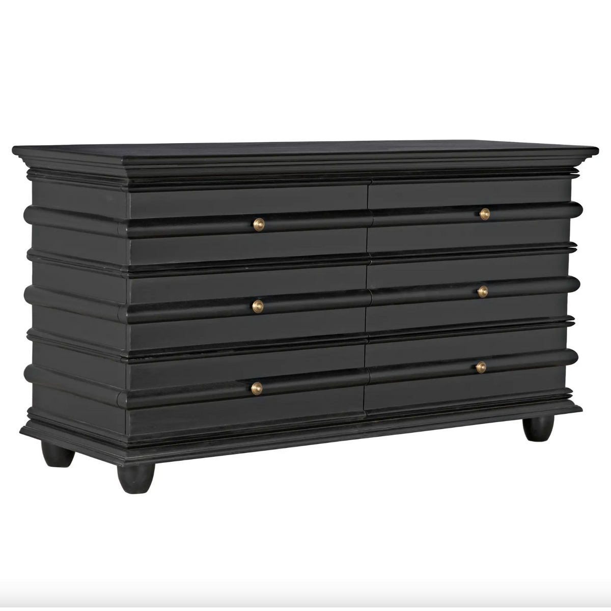 Ascona 6-Drawer Chest, Hand Rubbed Black