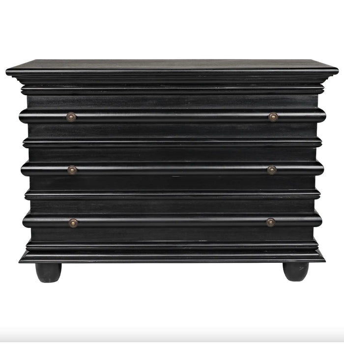 Ascona 3-Drawer Chest, Hand Rubbed Black | Bone & Brass