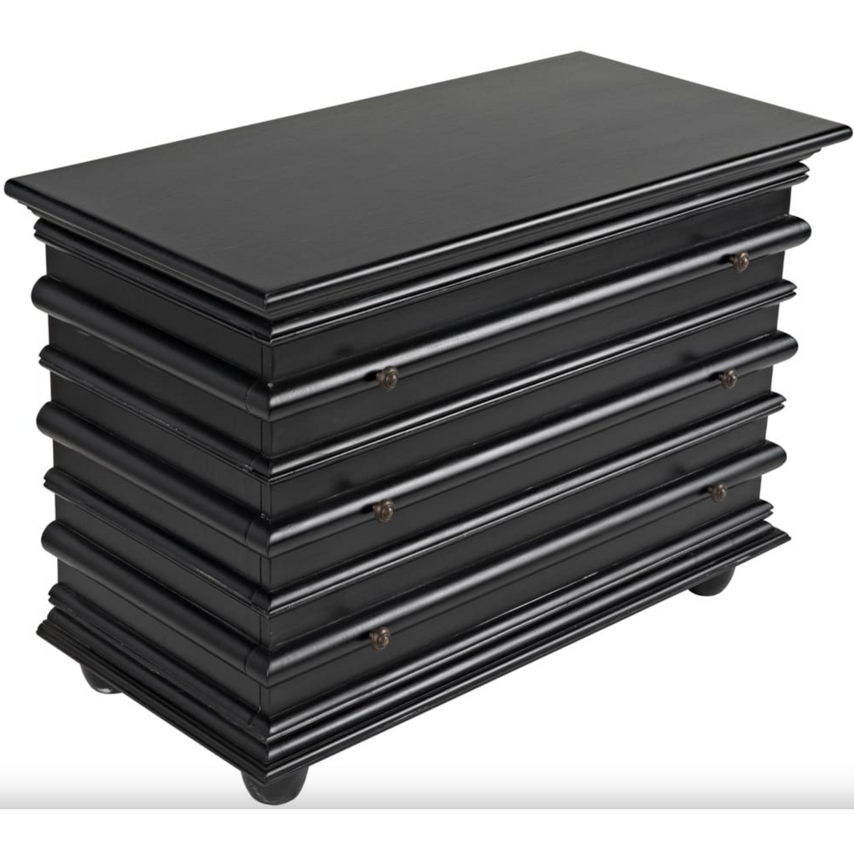 Ascona 3-Drawer Chest, Hand Rubbed Black