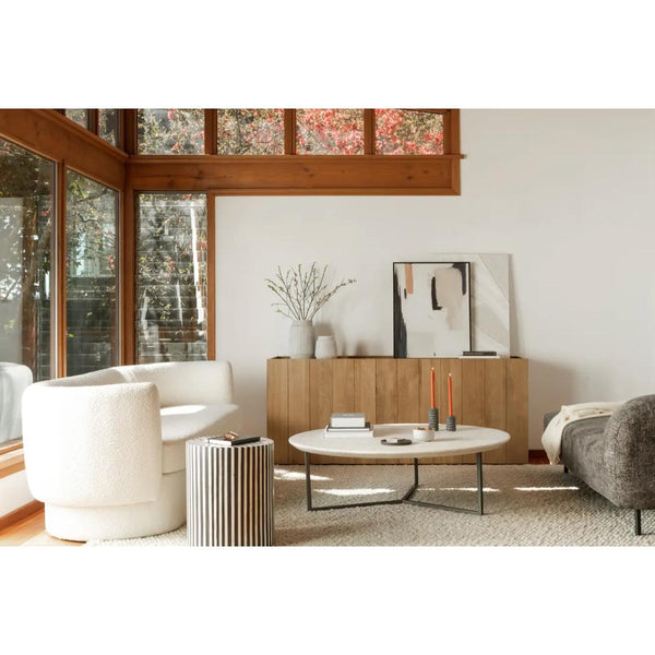 Koba Sofa Maya White - Sofa Side View | Bone & Brass