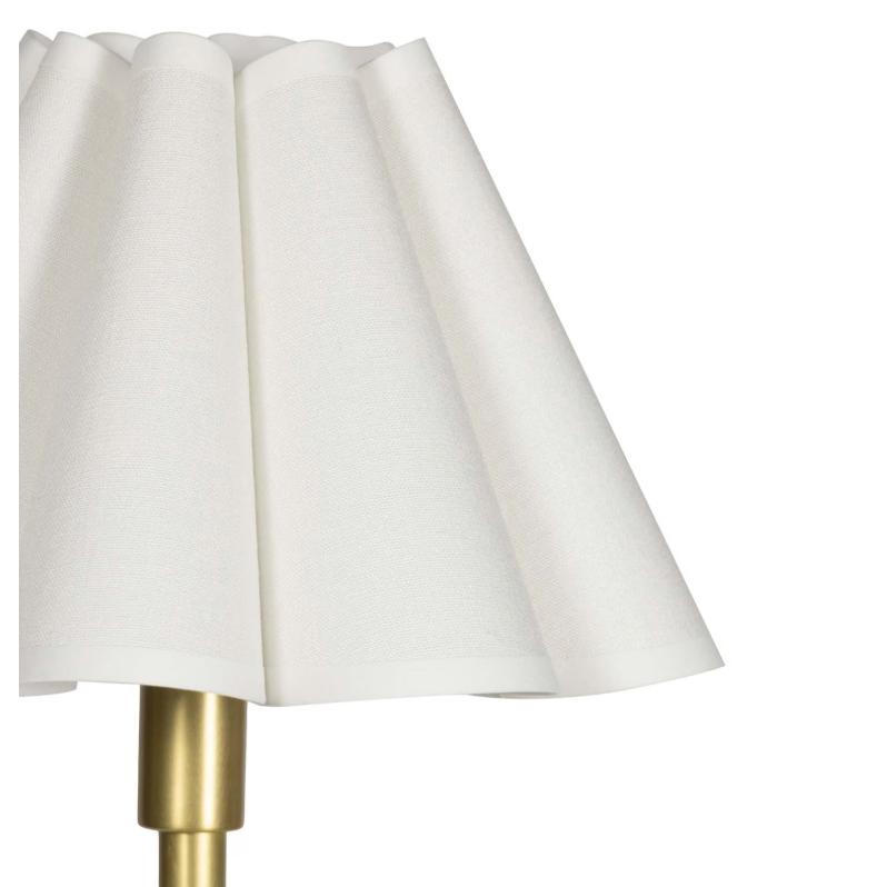 Polly Double Arm Table Lamp - Natural Brass White Shade - Lamp Base Detail | Bone & Brass