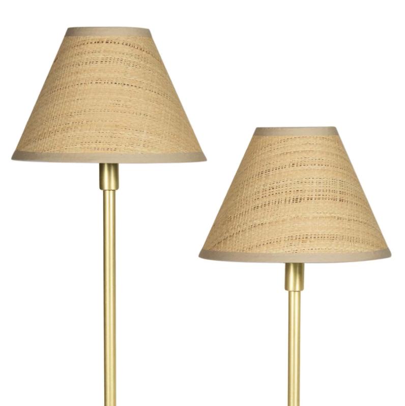 Polly Double Arm Table Lamp - Natural Brass White Shade - Lamp View | Bone & Brass