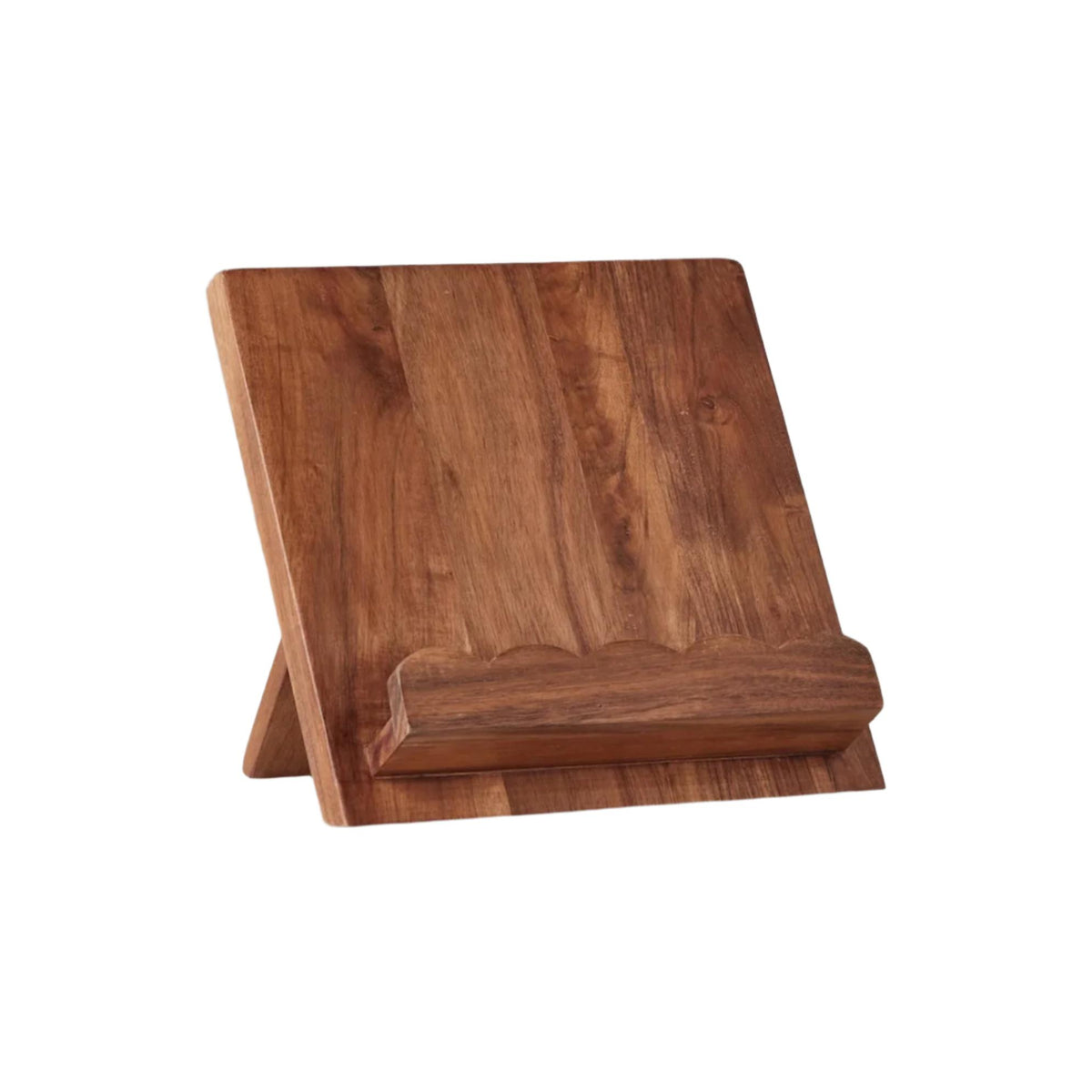 Scalloped Wood Book Stand, Natural - Side View | Bone & Brass