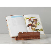Scalloped Wood Book Stand, Natural - Detail View | Bone & Brass