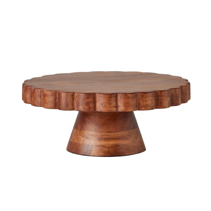 Acacia Wood Scalloped Cake Stand | Bone & Brass
