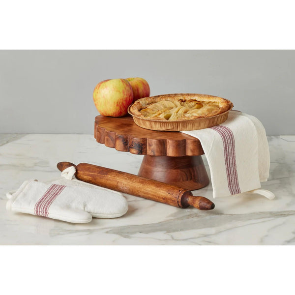 Acacia Wood Scalloped Cake Stand - Cake Stand Detail | Bone & Brass