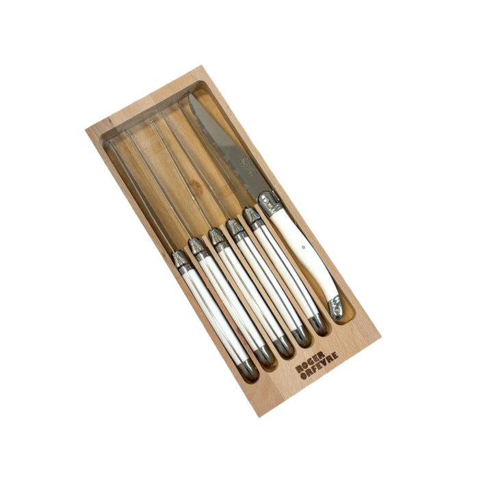 White French Laguiole Steak Knives Set | Bone & Brass