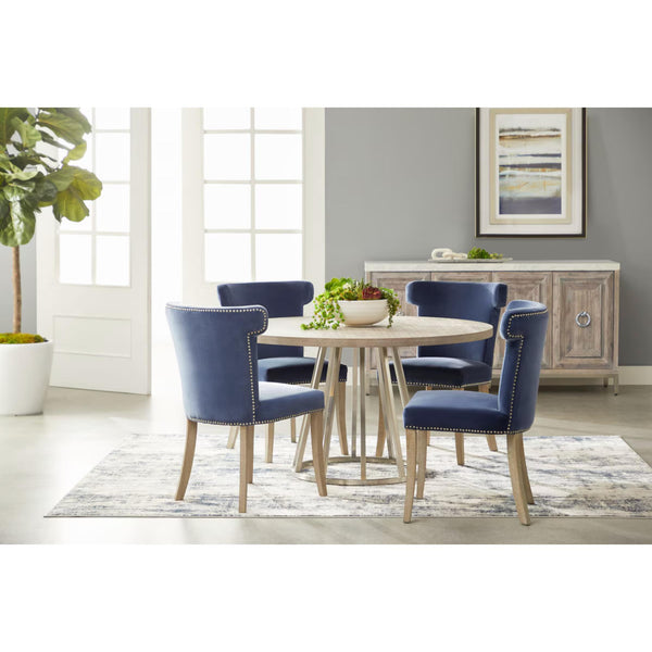 Ciara Denim Velvet Dining Chair - Chair Side View | Bone & Brass