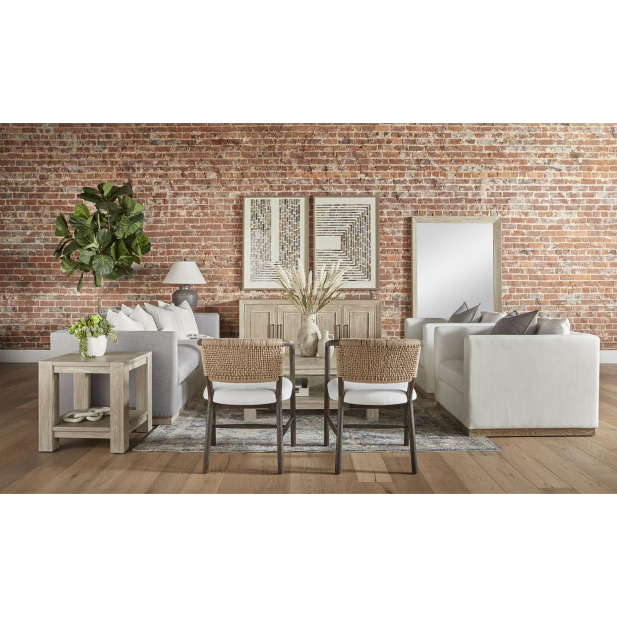Concord Brown Oak & Jute Accent Chair - Chair Side View | Bone & Brass