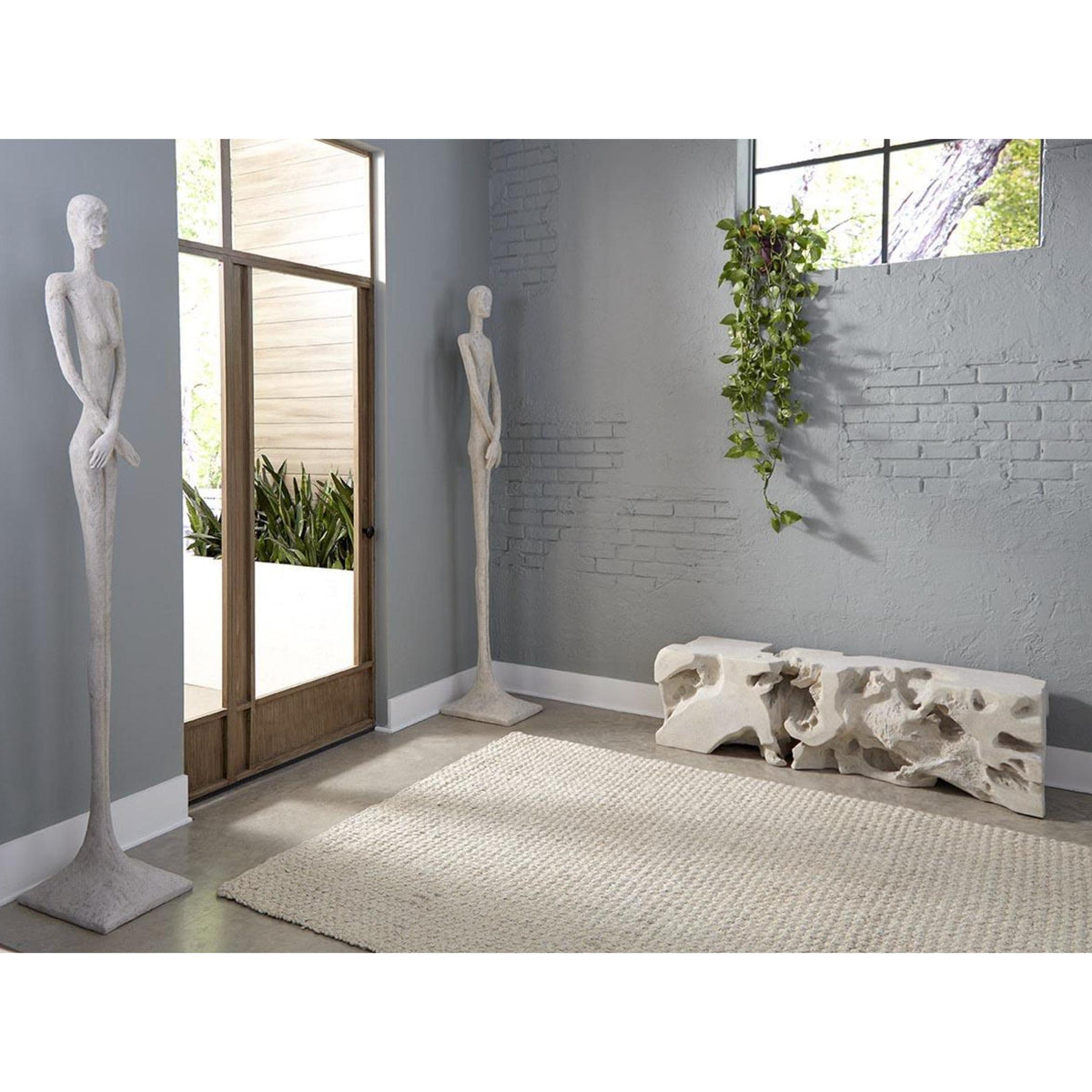 Roman Stone Freeform Indoor/Outdoor Bench - Bench Side View | Bone & Brass