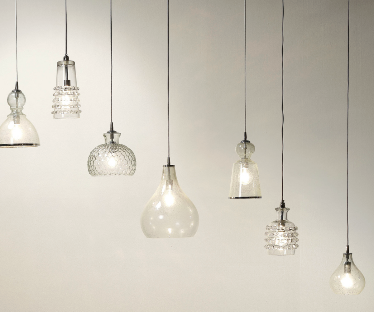 Clear Glass Round Ribbon Pendant