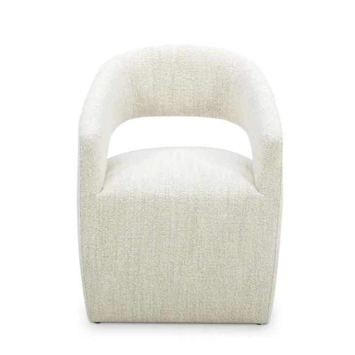 Barlow Rolling Dining Chair, White Mist - Chair Upholstery Detail | Bone & Brass