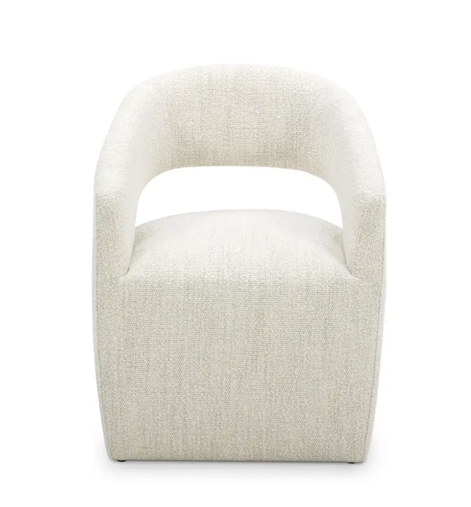Barlow Rolling Dining Chair, White Mist
