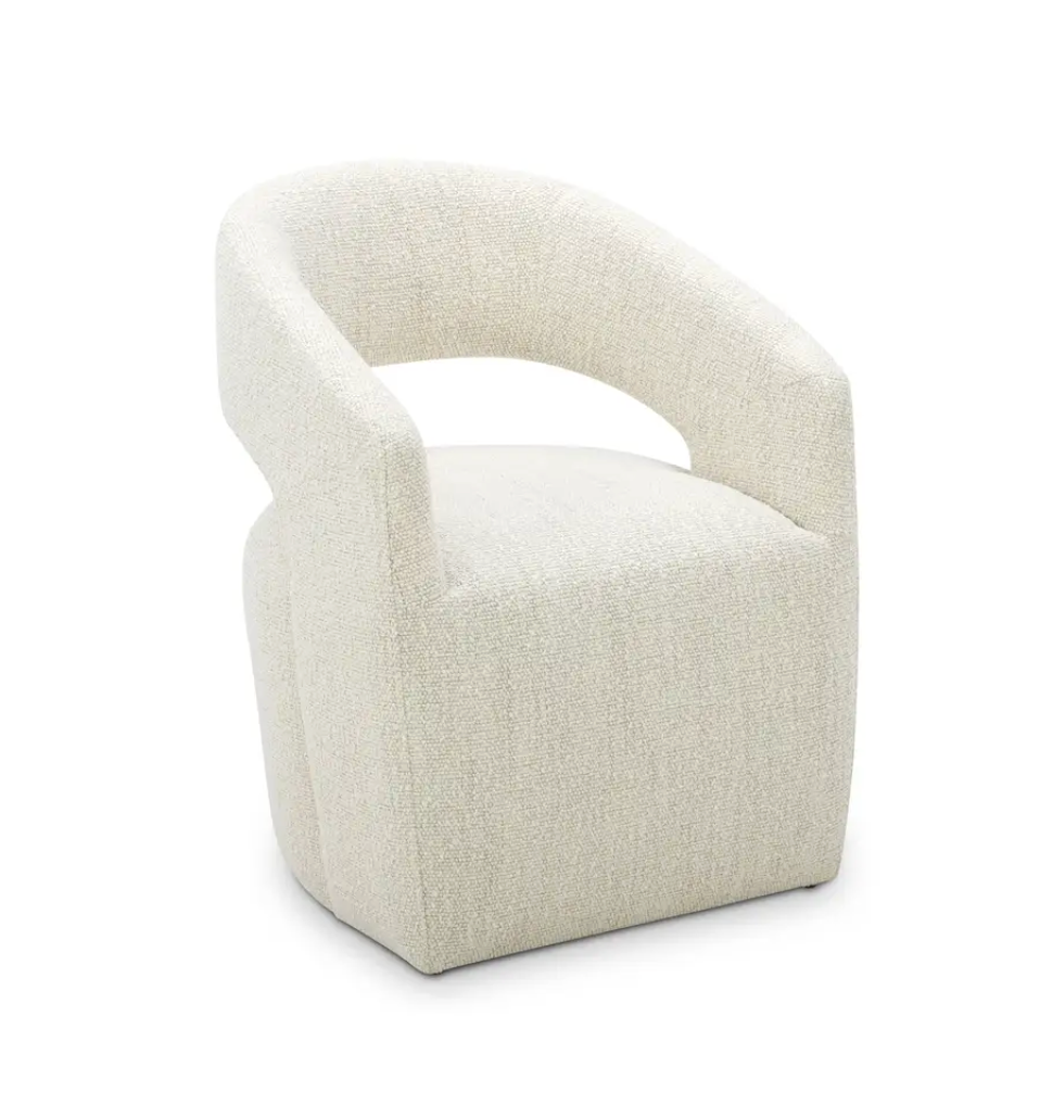 Barlow Rolling Dining Chair, White Mist