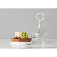 Small Glass Cloche Food Cover, White Ring Handle - Dome Side View | Bone & Brass