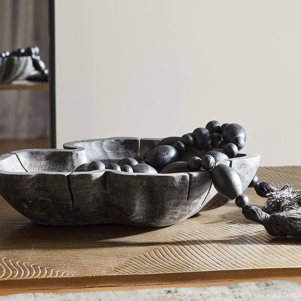 Bovina Rubbed Black Decorative Wood Bowl - Bowl Detail | Bone & Brass