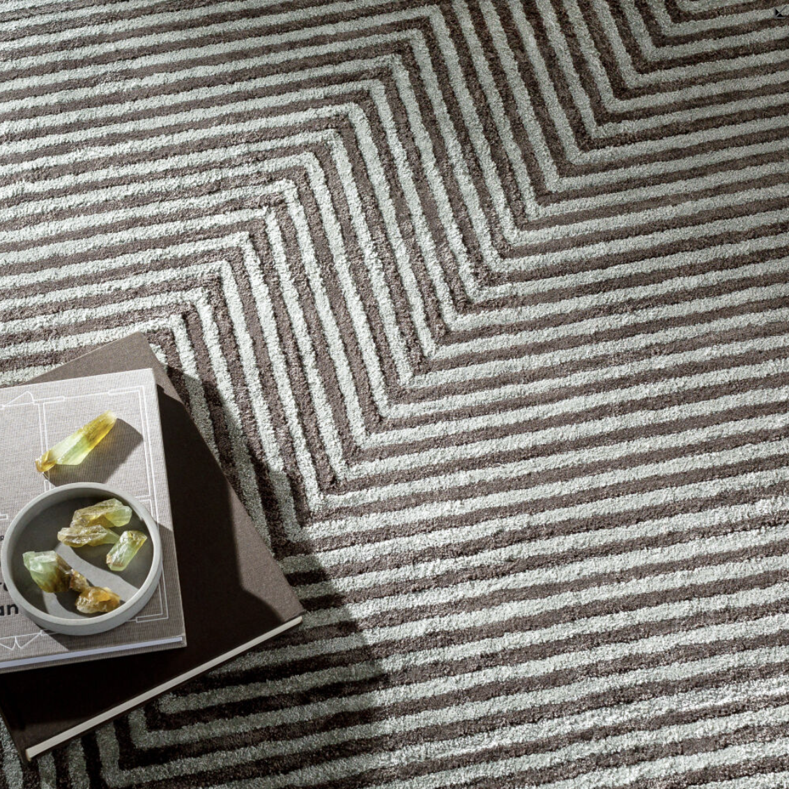 Charcoal Grey Striped Rug