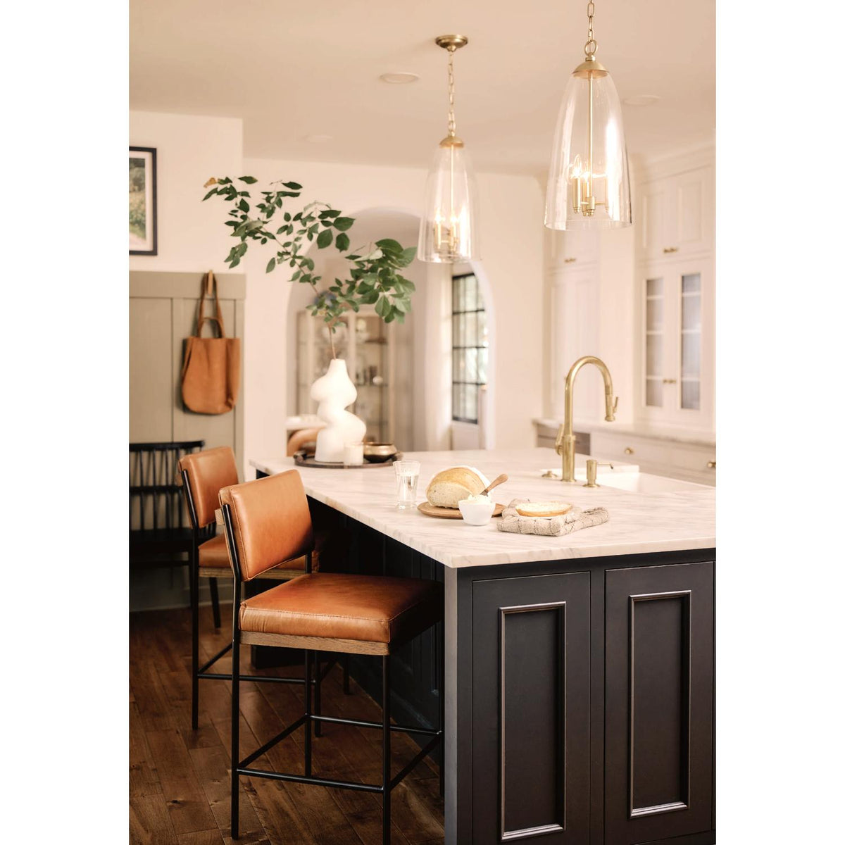Maiden Glass Pendant - Polished Nickel - Pendant Installed | Bone & Brass