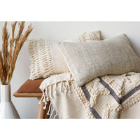 Vasant Ivory & Dark Blue Blanket - Throw Detail | Bone & Brass